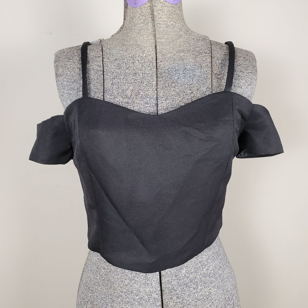 Re:Named Y2K Vintage Off The Shoulder Crop Top Zipper Spaghetti Straps Size M